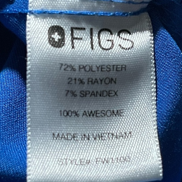 Figs Winning Blue Casma 3 Pocket Vneck Scrub Top Technical Collection  XS - Picture 7 of 7